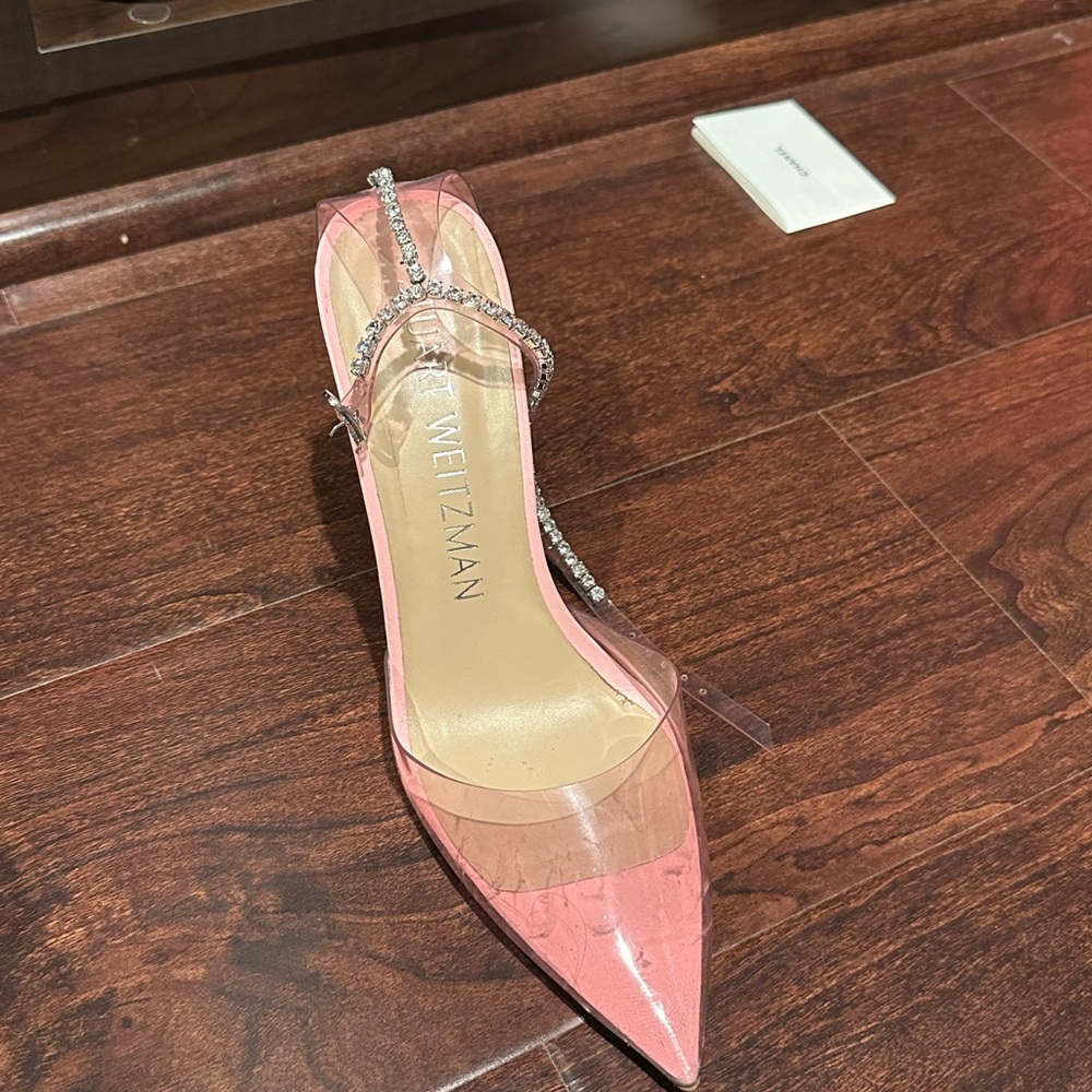 Stuart Weitzman Pink Women's Shoe with Rhinestone Strap
